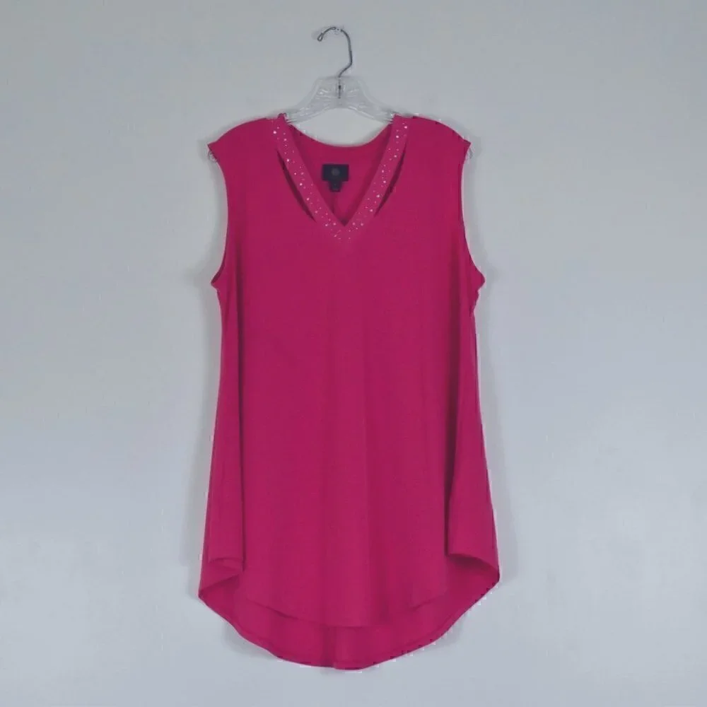 JM Collection Sleeveless Summer Pullover Top Pink Size XL - Picture 3 of 9